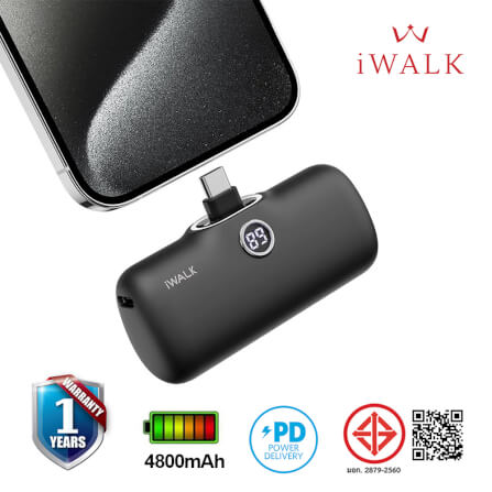 แบตเตอร์รี่สำรอง IWALK LINKPOD PRO 4800 MAH หัวชาร์จไร้สาย หัว TYPEC สี BLACK_1
