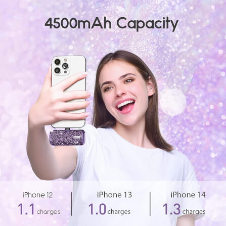 แบตเตอร์รี่สำรอง IWALK SECRET4500 MAH หัวชาร์จไร้สายหัว หัวชาร์จ LIGHTNING สี PURPLE DIAMOND_3