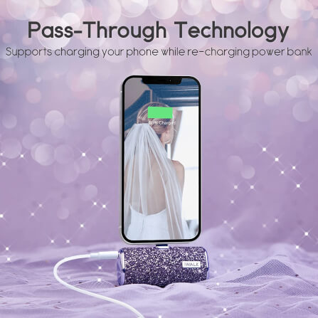 แบตเตอร์รี่สำรอง IWALK SECRET4500 MAH หัวชาร์จไร้สายหัว หัวชาร์จ LIGHTNING สี PURPLE DIAMOND_4