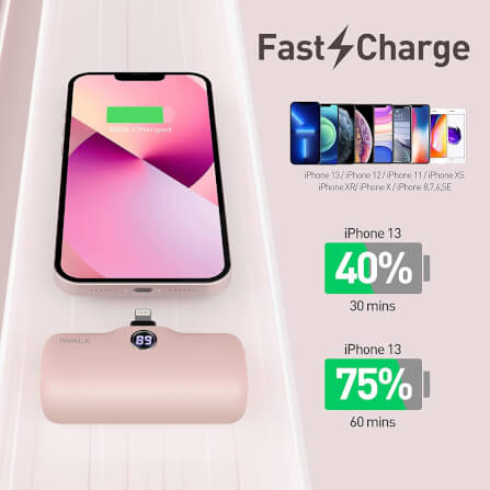 แบตเตอร์รี่สำรอง IWALK LINKPOD PRO 4800 MAH หัวชาร์จไร้สายหัว หัวชาร์จ LIGHTNING สี PINK_4