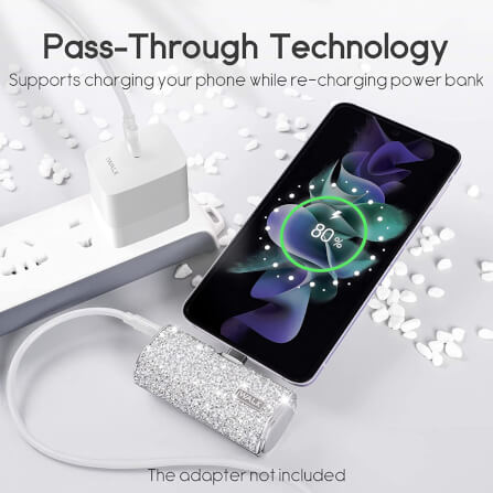 แบตเตอร์รี่สำรอง IWALK SECRET4500C ความจุ 4500MAH หัวชาร์จ TYPEC สี SILVER DIAMOND รองรับการชาร์จเร็ว 20W_6