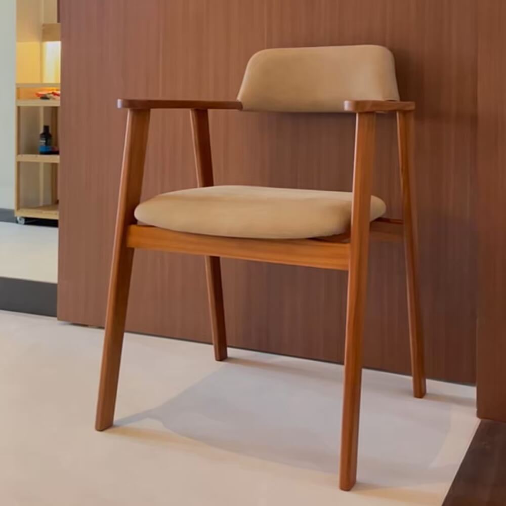 เก้าอี้ทานข้าว ARTIWOOD รุ่น CM02 ไม้สักแท้ เบาะหนังพรีเมียม_2