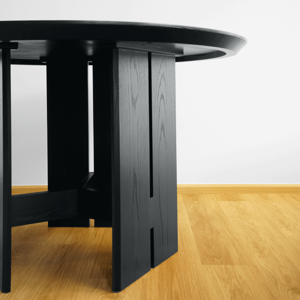 โต๊ะอาหาร 6 ที่นั่ง ARTIWOOD โต๊ะกลม ไม้สักสีดำ สไตล์มินิมอลโมเดิร์น_4