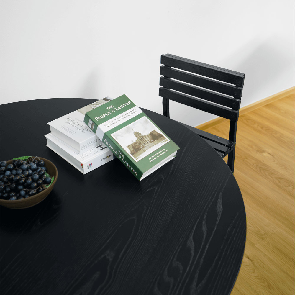 โต๊ะอาหาร 6 ที่นั่ง ARTIWOOD โต๊ะกลม ไม้สักสีดำ สไตล์มินิมอลโมเดิร์น_6