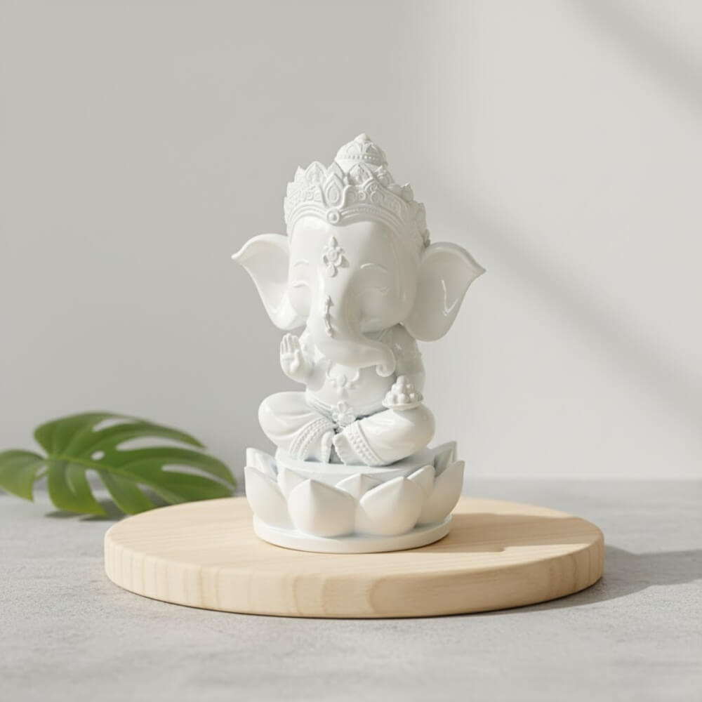 พระพิฆเนศ ปางประทานพร KAF AT-01 รุ่นวาระลาภา สูง 9 ซม. ขาวประสิทธิ์