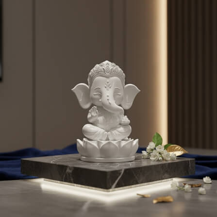 พระพิฆเนศ ปางประทานพร KAF AT-01 รุ่นวาระลาภา สูง 9 ซม. ขาวประสิทธิ์_2