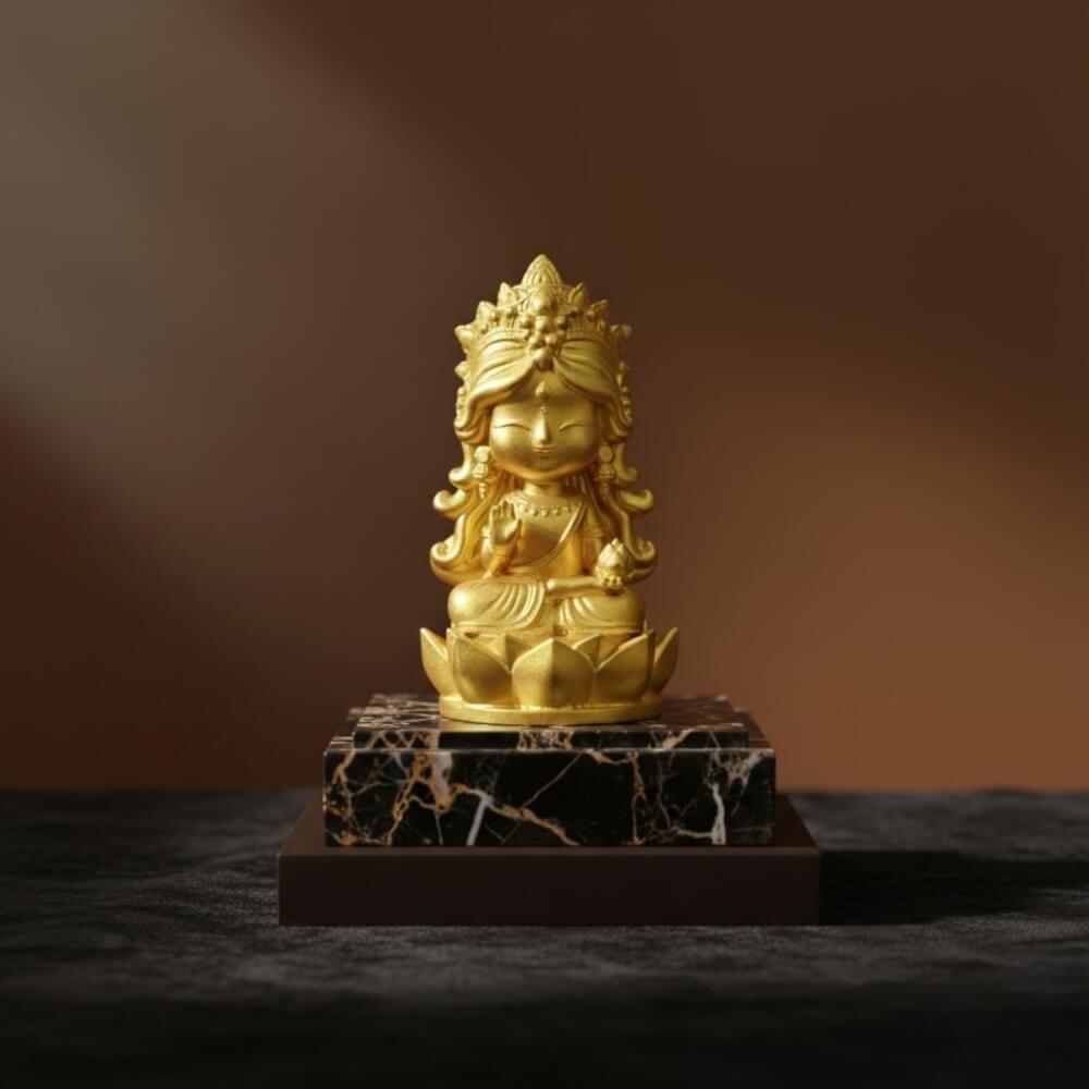 พระแม่ลักษมี ปางประทานพร KAF AT-02 รุ่น ทิพยธารา สูง 5 ซม. สีทองศิริ