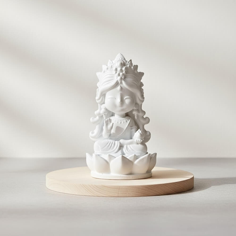 พระแม่ลักษมี ปางประทานพร KAF AT-02 รุ่น ทิพยธารา สูง 5 ซม. สีขาวรัศมี