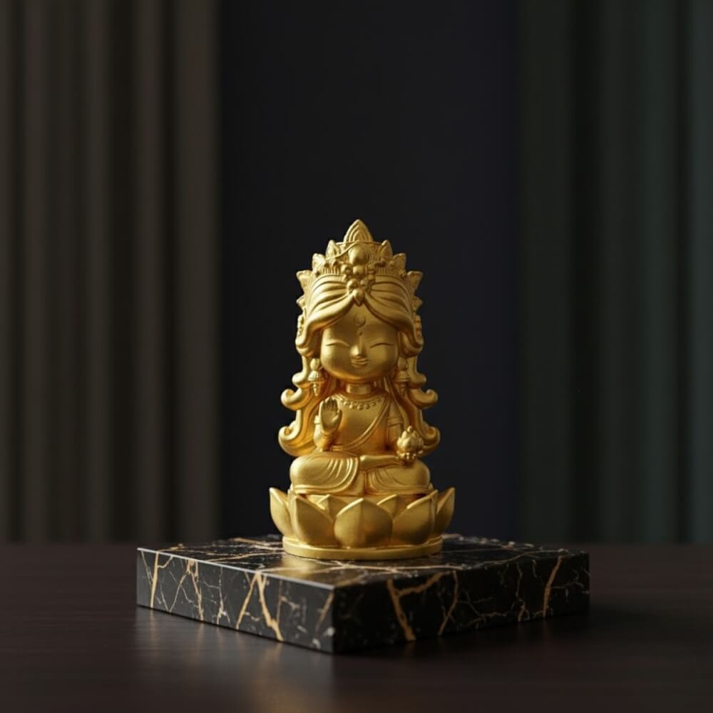 พระแม่ลักษมี ปางประทานพร KAF AT-02 รุ่นทิพยธารา สูง 9 ซม. สีทองศิริ