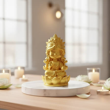 พระแม่ลักษมี ปางประทานพร KAF AT-02 รุ่นทิพยธารา สูง 9 ซม. สีทองศิริ_6