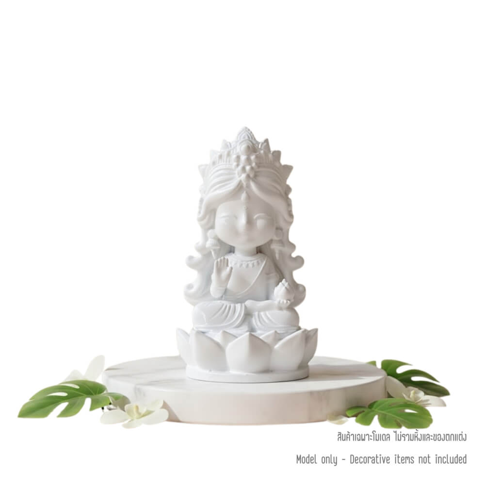 พระแม่ลักษมี ปางประทานพร KAF AT-02 รุ่นทิพยธารา สูง 9 ซม. สีขาวรัศมี