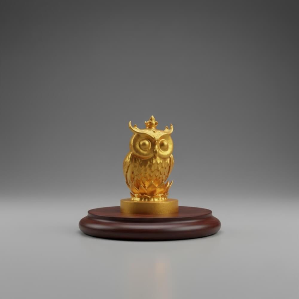 นกฮูกอูลูกะ KAF AT-04 รุ่น ทิพยเนตร สูง 4 ซม. สีทองเมธา