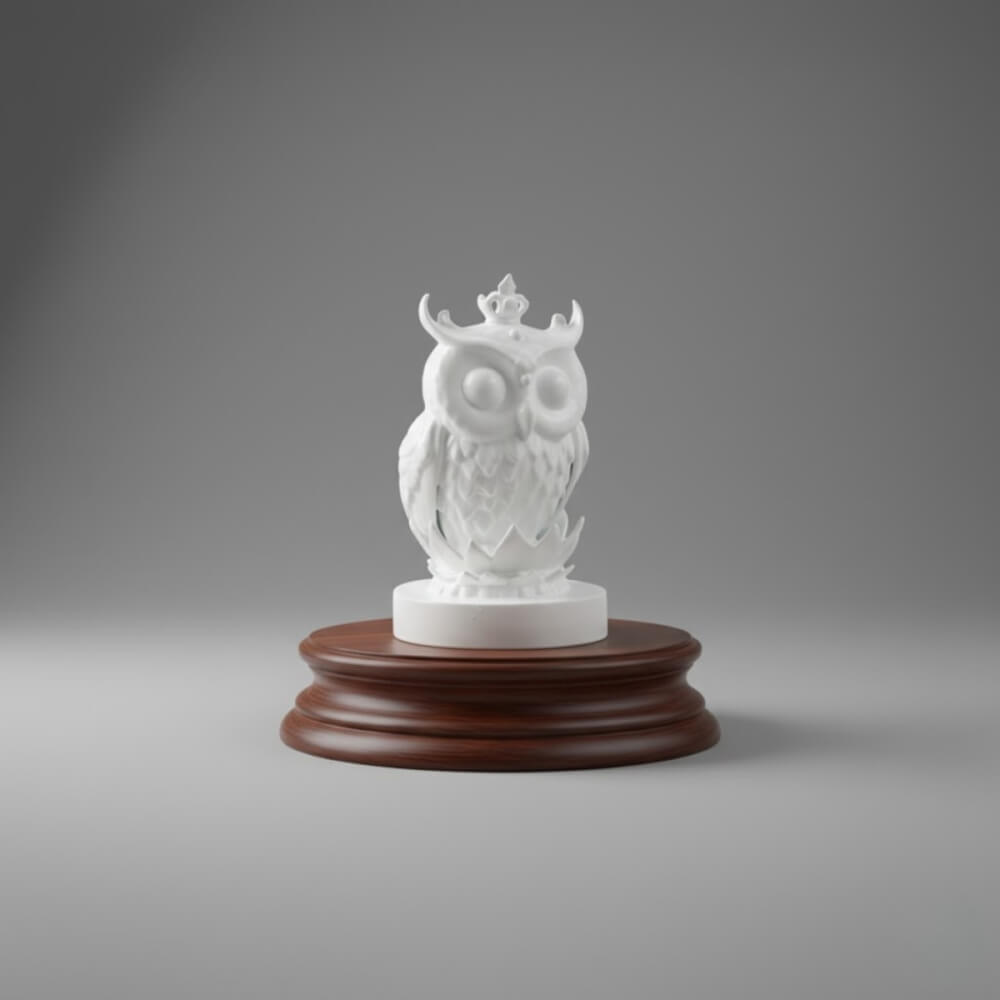 นกฮูกอูลูกะ KAF AT-04 รุ่น ทิพยเนตร สูง 4 ซม. สีขาววิจิตร