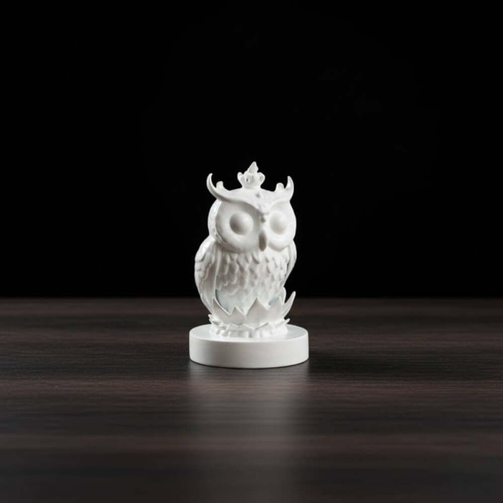 นกฮูกอูลูกะ KAF AT-04 รุ่น ทิพยเนตร สูง 4 ซม. สีขาววิจิตร