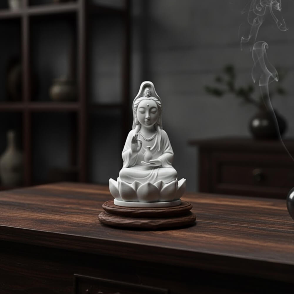 เจ้าแม่กวนอิมจิ๋ว KAF AT-07 รุ่นเมตตาธารา สูง 5 ซม. ขาวศานติ