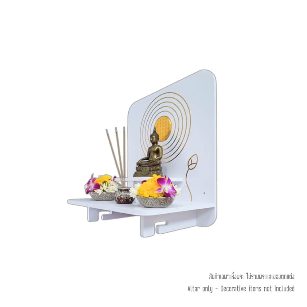 หิ้งพระโมเดิร์นตั้งโต๊ะและติดผนัง KAF รุ่น BD16XL ผ้าทองลายไทย