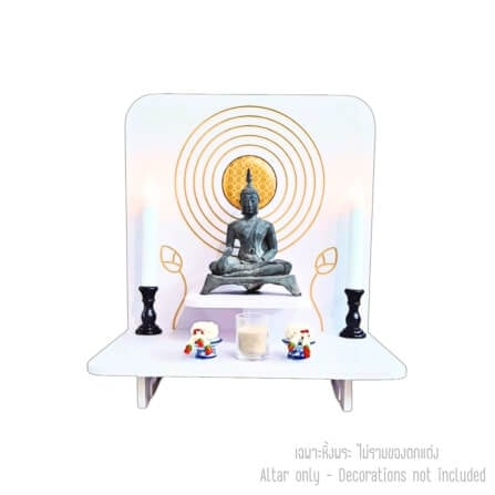 หิ้งพระโมเดิร์นตั้งโต๊ะและติดผนัง KAF รุ่น BD16XL ผ้าทองลายไทย_0