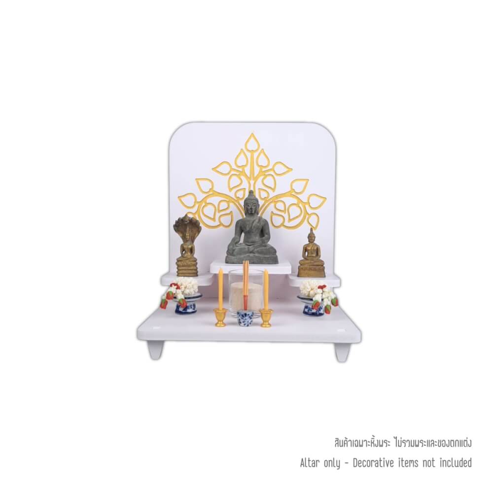 หิ้งพระโมเดิร์น KAF รุ่น BDSTEP01 ลายต้นโพธิ์ เซาะร่องลงทอง_0