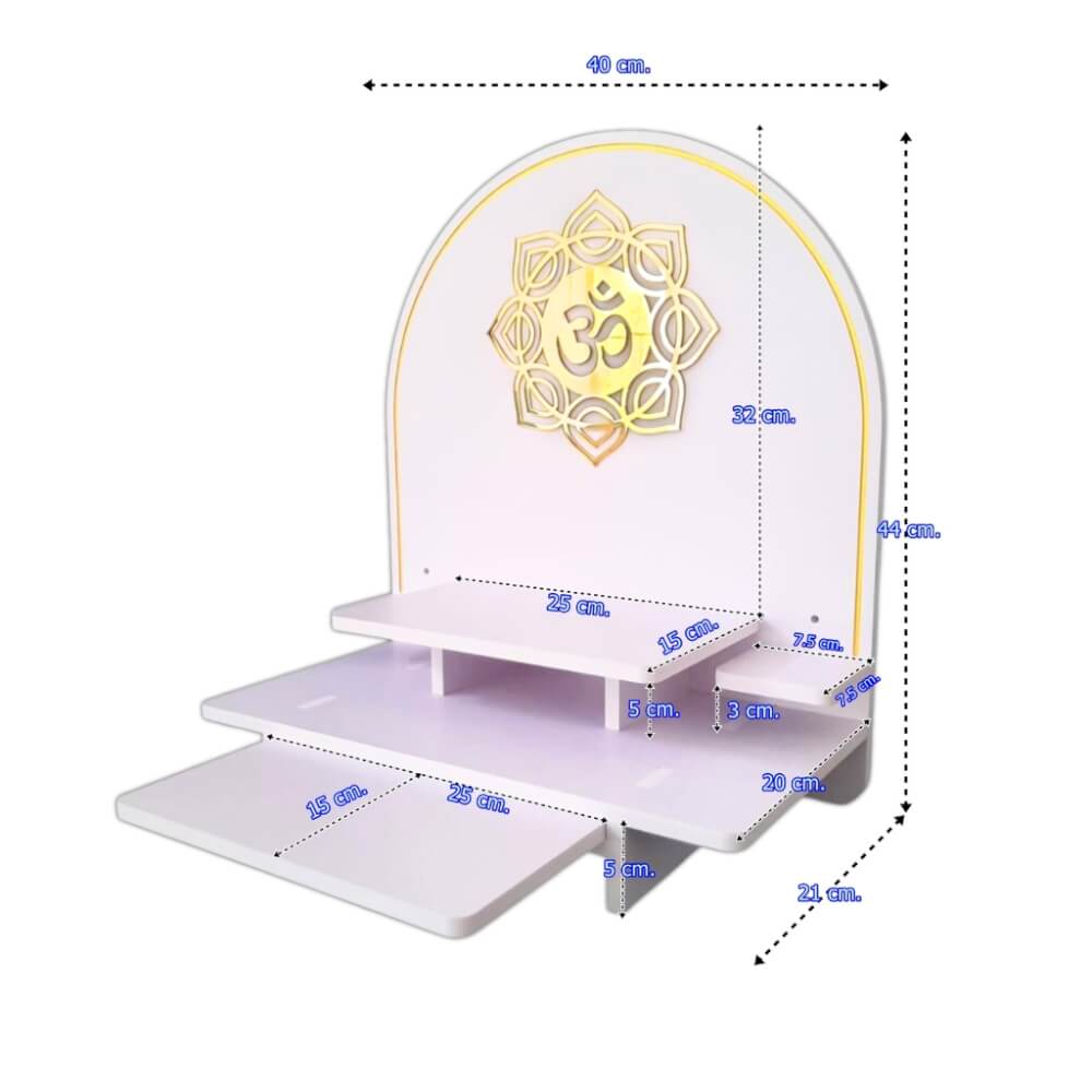 หิ้งพระตั้งโต๊ะและติดผนัง KAF รุ่น BIGPLUS01-AC ขนาดใหญ่ ลายโอม 8 แฉก พร้อมถาดสไลด์