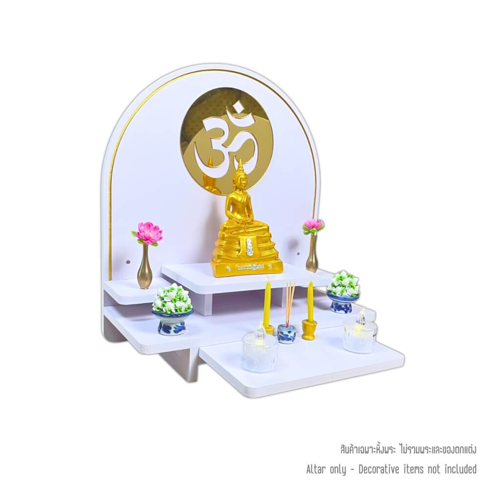 หิ้งพระตั้งโต๊ะและติดผนัง KAF รุ่น BIGPLUS01-AC ขนาดใหญ่ ลายโอม พร้อมถาดสไลด์_0