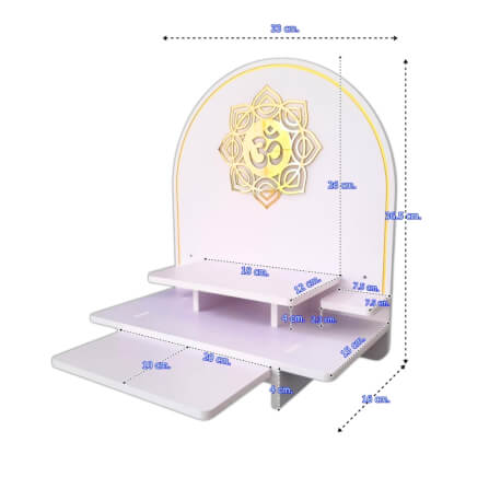หิ้งพระตั้งโต๊ะและติดผนัง KAF รุ่น BIGPLUS01-AC ขนาดกลาง ลายโอม 8 แฉก กระจกทอง พร้อมถาดสไลด์_4