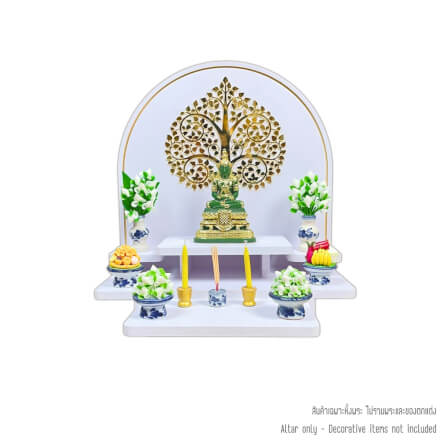 หิ้งพระตั้งโต๊ะและติดผนัง KAF รุ่น BIGPLUS01-AC ขนาดกลาง ลายต้นโพธิ์ F กระจกทอง พร้อมถาดสไลด์_0