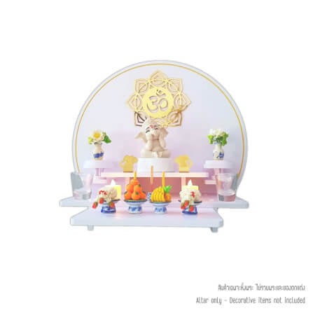 หิ้งพระมินิมอลตั้งโต๊ะและติดผนัง KAF รุ่น CIRPLUS01-AC ลายโอม 8 แฉก ทรงกลมขนาดกลาง พร้อมถาดสไลด์_0