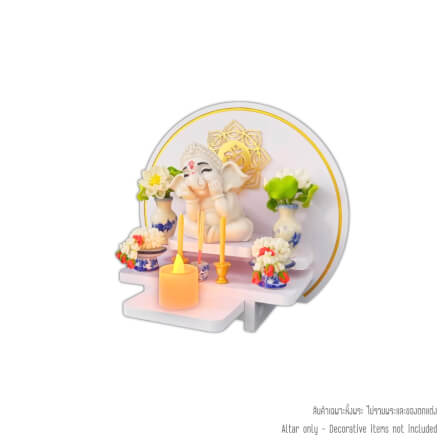 หิ้งพระมินิมอลตั้งโต๊ะและติดผนัง KAF รุ่น CIRPLUS01-AC ลายโอม 8 แฉก ทรงกลมขนาดเล็ก พร้อมถาดสไลด์_0