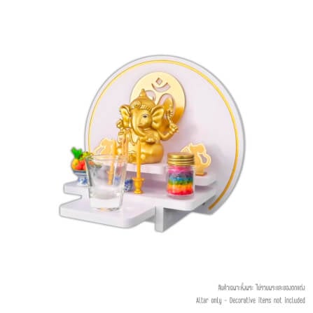 หิ้งพระมินิมอลตั้งโต๊ะและติดผนัง KAF รุ่น CIRPLUS01-AC ลายโอม ทรงกลมขนาดเล็ก พร้อมถาดสไลด์_0