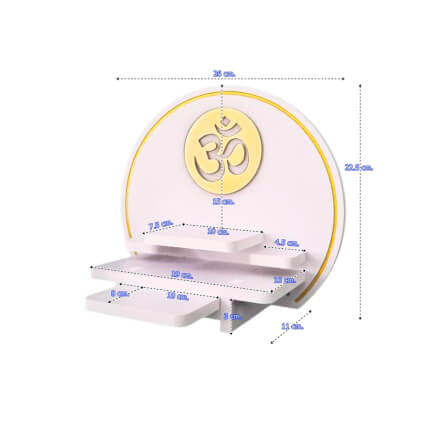 หิ้งพระมินิมอลตั้งโต๊ะและติดผนัง KAF รุ่น CIRPLUS01-AC ลายโอม ทรงกลมขนาดเล็ก พร้อมถาดสไลด์_3