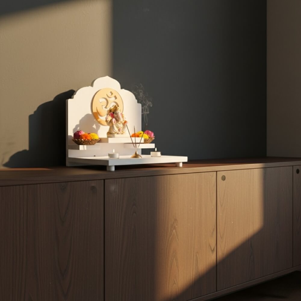 หิ้งพระตั้งโต๊ะและติดผนังขนาดเล็ก KAF รุ่น G1-AC ลายโอมกลมเล็ก