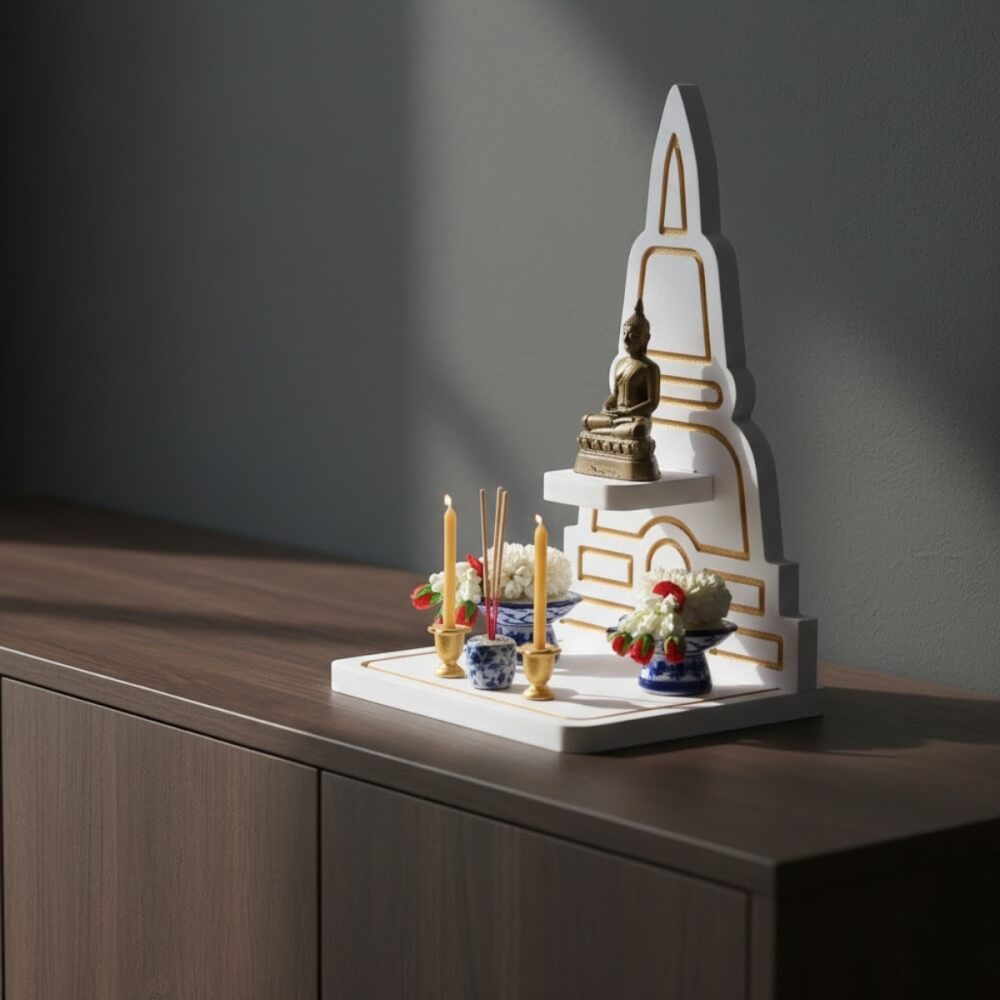 หิ้งพระตั้งโต๊ะขนาดเล็ก KAF รุ่น KAI04 ทรงเจดีย์