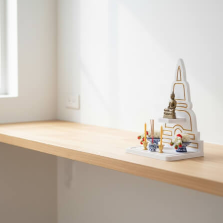 หิ้งพระตั้งโต๊ะขนาดเล็ก KAF รุ่น KAI04 ทรงเจดีย์_1