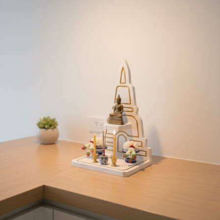 หิ้งพระตั้งโต๊ะขนาดเล็ก KAF รุ่น KAI04 ทรงเจดีย์_2