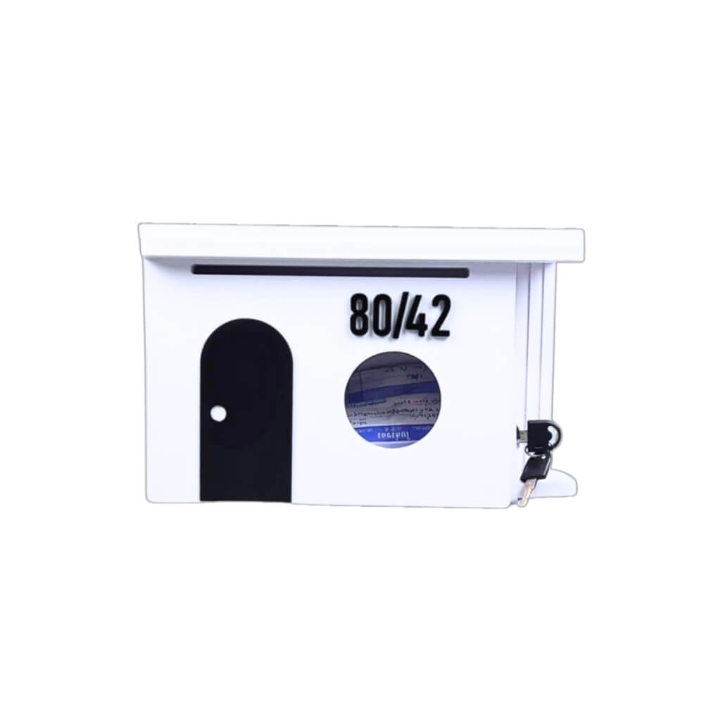 ตู้จดหมาย KAF รุ่น MB01-F1 ประตูดำ มินิมอล แถมเลขที่บ้าน ล็อคได้