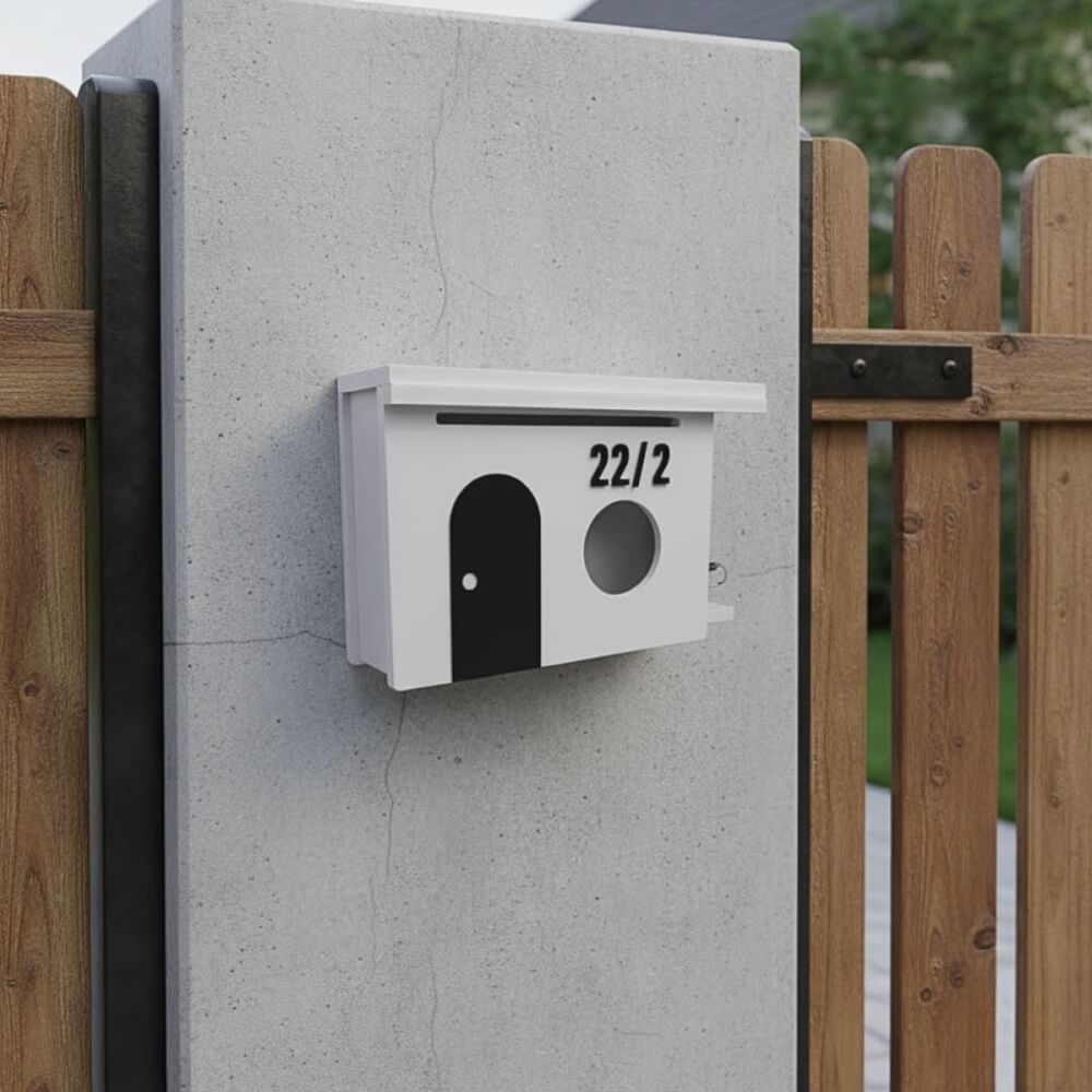 ตู้จดหมาย KAF รุ่น MB01-F1 ประตูดำ มินิมอล แถมเลขที่บ้าน ล็อคได้