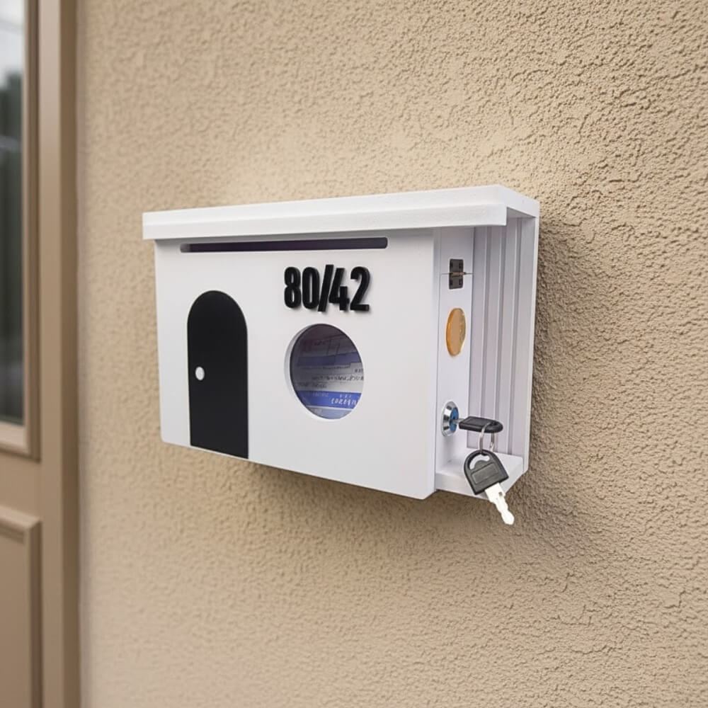 ตู้จดหมาย KAF รุ่น MB01-F1 ประตูดำ มินิมอล แถมเลขที่บ้าน ล็อคได้