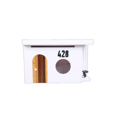ตู้จดหมาย KAF รุ่น MB01-F1 ประตูไม้ มินิมอล แถมเลขที่บ้าน ล็อคได้_5