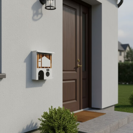 ตู้จดหมาย KAF รุ่น MB01-F2 มินิมอล ลายไม้ประตูดำ ใส่ A4 ได้ แถมเลขที่บ้าน ล็อคได้_7