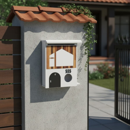 ตู้จดหมาย KAF รุ่น MB01-F2 มินิมอล ลายไม้ประตูดำ ใส่ A4 ได้ แถมเลขที่บ้าน ล็อคได้_3