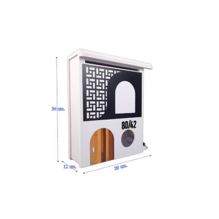 ตู้จดหมาย KAF รุ่น MB01-F2 โมเดิร์น ลายดำประตูไม้ ใส่ A4 ได้ แถมเลขที่บ้าน ล็อคได้_4