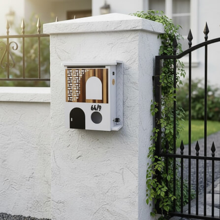 ตู้จดหมาย KAF รุ่น MB01-F2 โมเดิร์น ลายไม้ประตูดำ ใส่ A4 ได้ แถมเลขที่บ้าน ล็อคได้_6