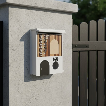 ตู้จดหมาย KAF รุ่น MB01-F2 โมเดิร์น ลายไม้ประตูดำ ใส่ A4 ได้ แถมเลขที่บ้าน ล็อคได้_1