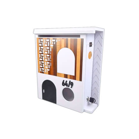 ตู้จดหมาย KAF รุ่น MB01-F2 โมเดิร์น ลายไม้ประตูดำ ใส่ A4 ได้ แถมเลขที่บ้าน ล็อคได้_5