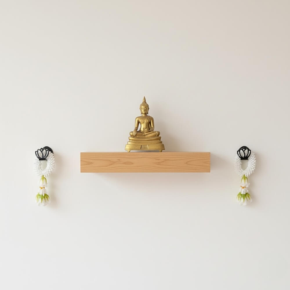 ที่แขวนพวงมาลัยติดผนัง KAF รุ่น ML01 ทรงดอกบัว สีดำ