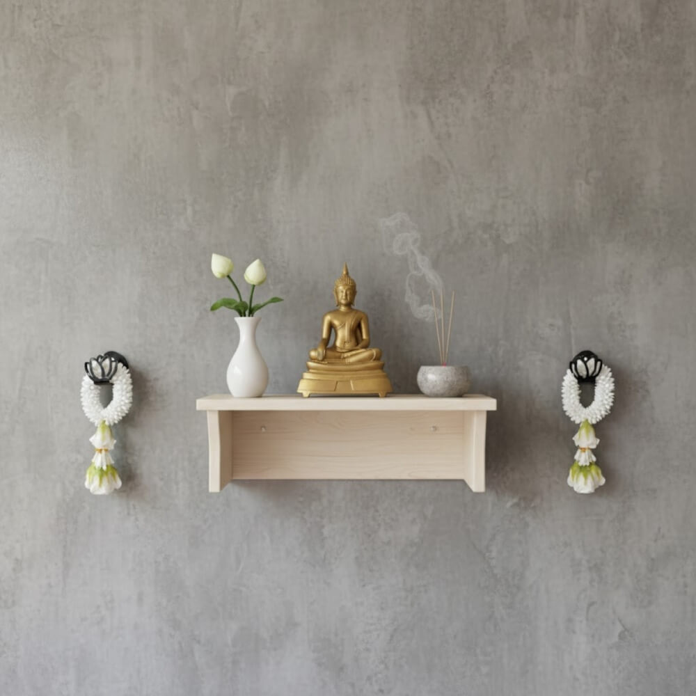 ที่แขวนพวงมาลัยติดผนัง KAF รุ่น ML01 ทรงดอกบัว สีดำ