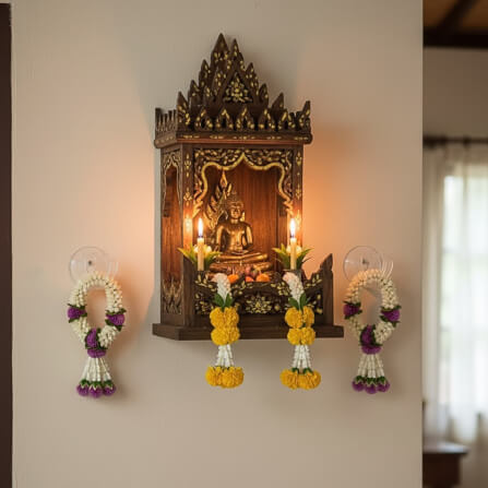 ที่แขวนพวงมาลัยติดผนัง KAF รุ่น ML01 ทรงดอกบัว สีใส_4