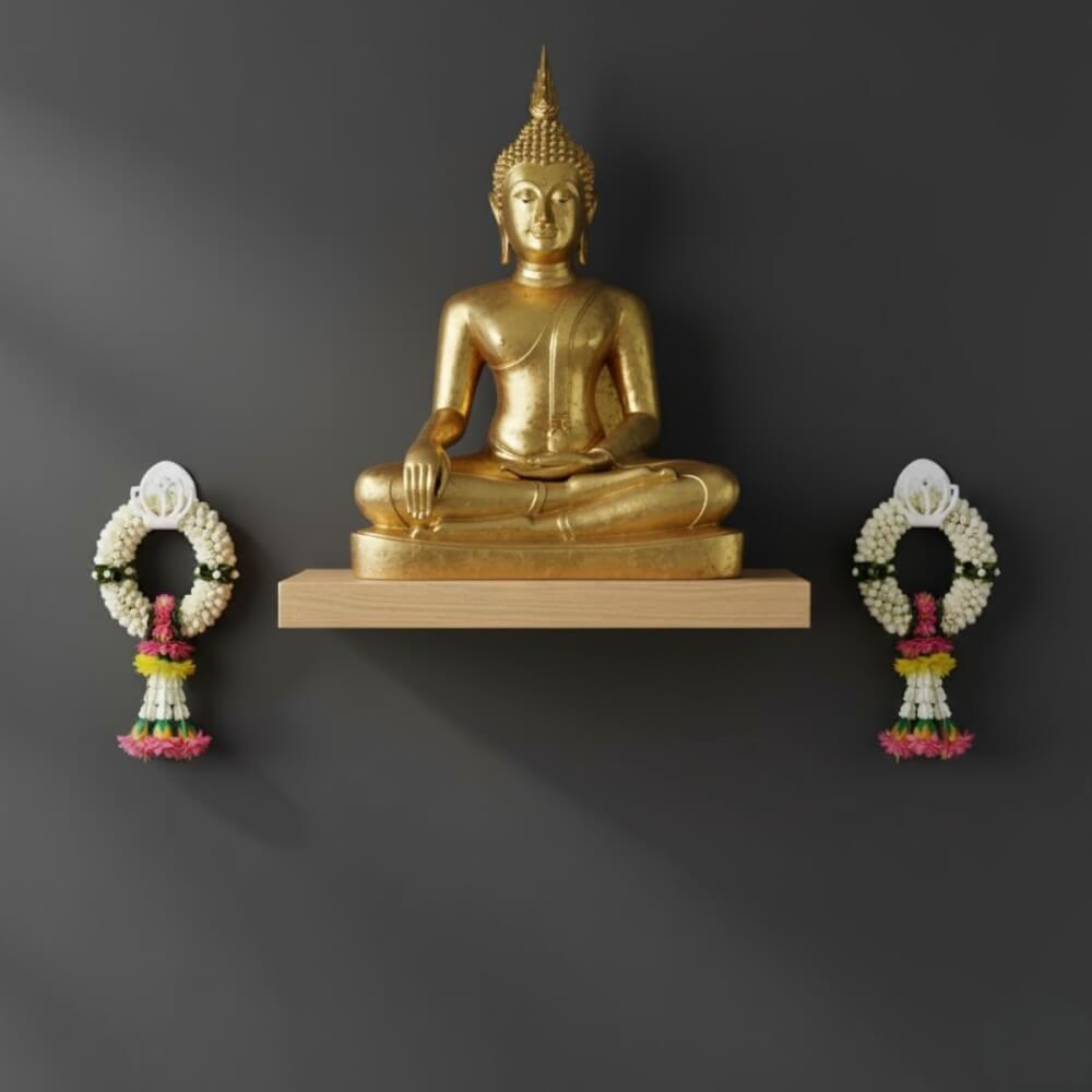 ที่แขวนพวงมาลัยติดผนัง KAF รุ่น ML01 ทรงดอกบัว สีขาว