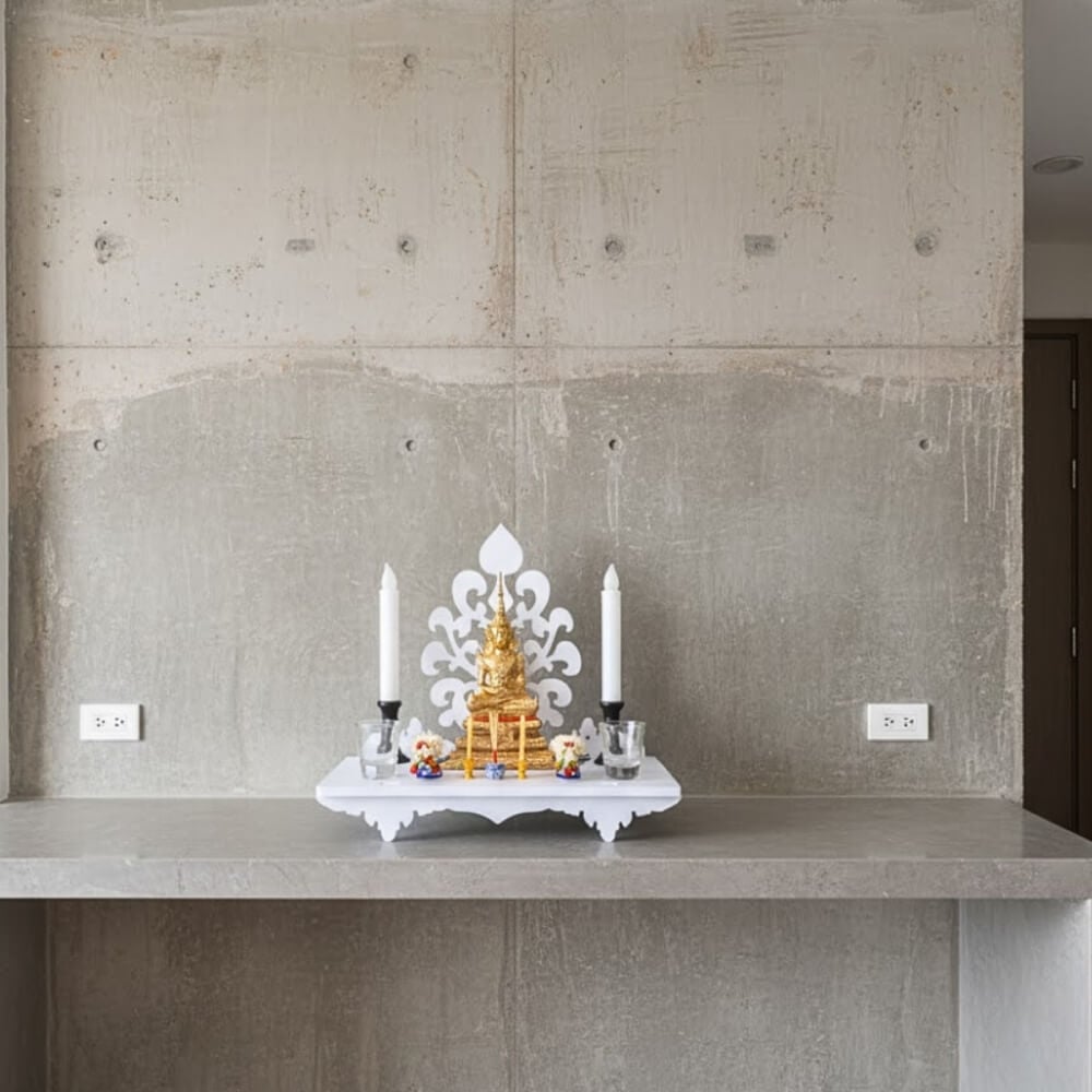 หิ้งพระตั้งโต๊ะ KAF รุ่น MN03 ลายต้นโพธิ์ฉลุ_3