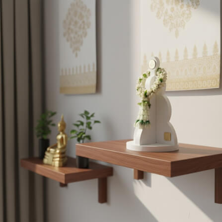 ที่แขวนพวงมาลัยตั้งโต๊ะมินิมอล KAF รุ่น MT02 ลายต้นโพธิ์ ทรงพานพุ่ม_2